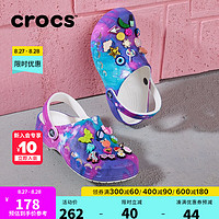 crocs 卡骆驰 印花贝雅洞洞鞋 白色/彩色