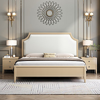 宜木鼎居 现代简约轻奢风美式实木床1.8主卧室双人床1.5米小户型收纳储物床