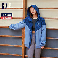 Gap 盖璞 男女装LOGO轻薄撞色拉链连帽夹克833619 夏季新款户外休闲外套