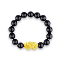 老庙黄金 貔貅足金玉石手串