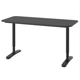 IKEA 宜家 00000317 贝肯特可升降办公桌 白蜡木贴面黑色 140*60cm