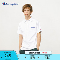 Champion 冠军T恤官网2021春夏新款草写小Logo短袖T恤POLO衫男运动