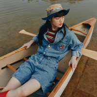 小熊卡通牛仔连体裤女韩版时尚裤子2022新款女连衣裤