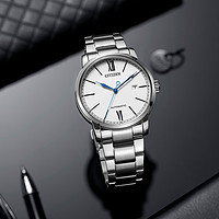 CITIZEN 西铁城 日本官方正品商务简约小蓝针日期显示机械手表男NJ0130