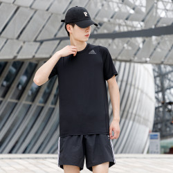 adidas 阿迪达斯 圆领男装短袖t恤运动服健身训练跑步舒适透气半袖上衣