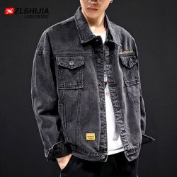 春秋牛仔夹克上衣男士休闲宽松开衫日系潮流牛仔衣大码工装外套男