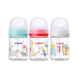 Pigeon 贝亲 母乳实感第3代PRO系列 玻璃奶瓶 160ml 北极熊青色 SS 1月+