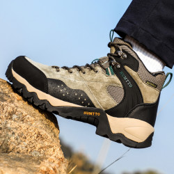 humtto悍途户外登山鞋男鞋秋冬防水耐磨保暖男士越野真皮高帮冲锋徒步