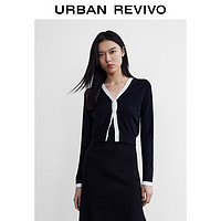 URBAN REVIVO UR2022春夏新品女装韩系撞色V领薄款防晒针织外套WG18R9DN2003