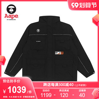 Aape 男装秋冬猿颜徽章多口袋字母印花串标拼接高领夹克7395XXF