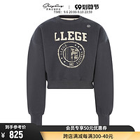 RECTO LLEGE系列 90S美式复古校园风图案短款长袖圆领套头卫衣