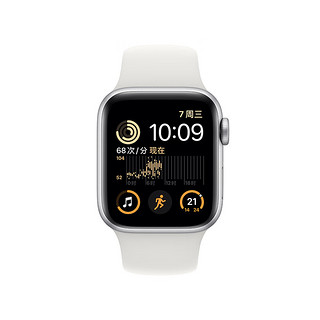 Apple 苹果 Watch SE 2022款 智能手表 44mm GPS款 银色铝金属表壳 白色运动型表带