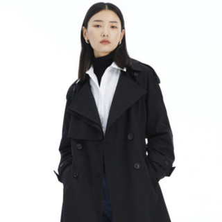 VERO MODA 女士中长款风衣 322121028 黑色 XS