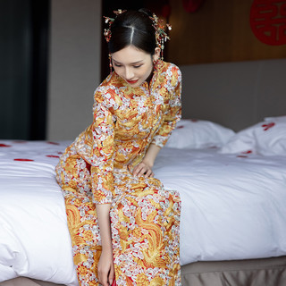 Qiong Lan 琼兰 女士金如意秀禾服 Q1186 直筒款 金色 L
