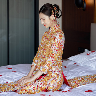 Qiong Lan 琼兰 女士金如意秀禾服 Q1186 直筒款 金色 L