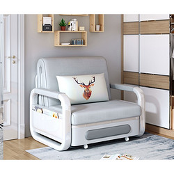 可折叠客厅双单人小户型约两用多功能推拉储物科技布沙发床 0.8海绵款免洗科技布 1.5米以下
