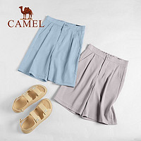 CAMEL 骆驼 女装 工装五分裤女夏高腰宽松裤阔腿女休闲裤 W0S1UC137，藕粉色 S