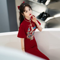 婚尚一族中式旗袍敬酒服新娘酒红色小个子高级感订婚回门礼服裙女秋季甜美