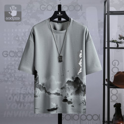 GOLDPOOL 高尔普 短袖T恤男士夏季新品潮流休闲时尚圆领印花男款T恤