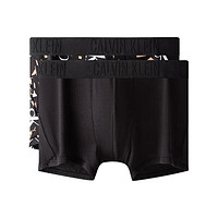 卡尔文·克莱 Calvin Klein 男士平角内裤套装 NP2049O 2条装(黑色+黑底字母) M