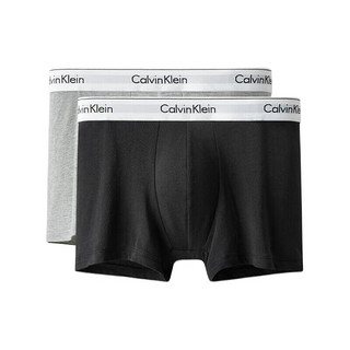 卡尔文·克莱 Calvin Klein 男士平角内裤套装 NB1086 2条装(黑色+灰色) XL