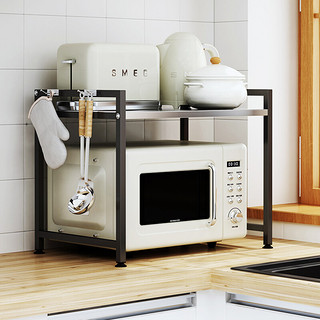 纳纳 厨房微波炉置物架可伸缩双层台面桌面烤箱架子锅架用品大全收纳架 T5101 固定款52CM
