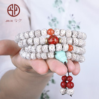 今夕海南星月菩提子手串108颗佛珠男女潮流手链项链送礼原创时尚情人节送礼物 10*8mm108颗小叶紫檀款 桶珠9*7mm108颗大漆珠款