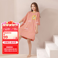 水星家纺 家居服短袖裙睡衣女春秋 女士睡衣情侣睡衣女春秋宽松款式 粉色 XL(170)