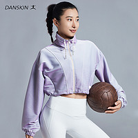 Danskin 瑜伽服上衣女双色面料短款针织运动休闲女子外套D-LIFE系列 KFDR012 迷蓝紫 S