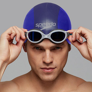 speedo/速比涛 硅胶 3D专业钢盔泳帽 竞赛型男士女士游泳帽 紫罗兰/白色