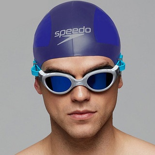 speedo/速比涛 硅胶 3D专业钢盔泳帽 竞赛型男士女士游泳帽 紫罗兰/白色