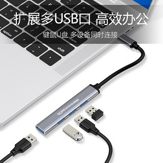 DOREWIN 达而稳 USB3.0扩展器笔记本电脑一拖四分线器typec转换接头多口拓展坞多功能hub孔外接延长线拓展器