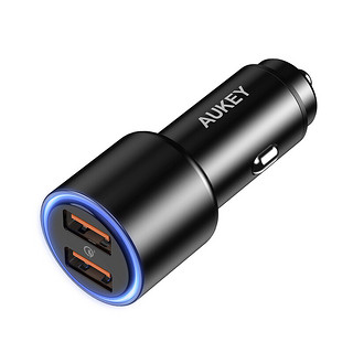 AUKEY 傲基科技 车载充电器快充通用华为苹果18+18WPDQC3.0双USB接口汽车点烟器一拖二车上分线器