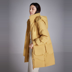 波司登 2022新款女式休闲大廓型中长款抽绳时尚保暖羽绒服