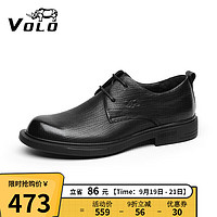 VOLO 犀牛（VOLO）男鞋商务休闲皮鞋男士树纹正装皮鞋 黑色 225205591D 39