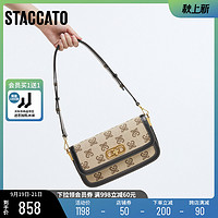 STACCATO 思加图 2022秋季新款复古老花小方包时尚单肩包手提包女包X2786CX2