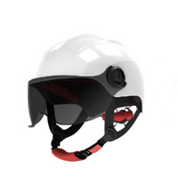 SUNRIMOON 3C认证电动车头盔摩托车 雅白 透明短镜