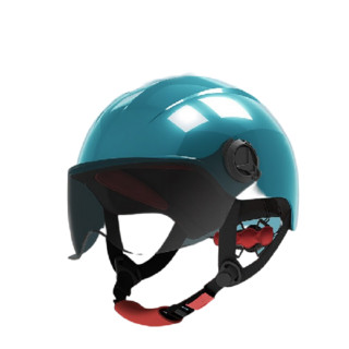 SUNRIMOON 3C认证电动车头盔摩托车 宝蓝 茶色短镜