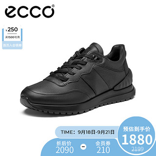 ecco 爱步 男鞋 简约运动鞋男款 舒适百搭休闲鞋 雅跃523234 黑色43