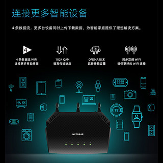 NETGEAR 美国网件 网件（NETGEAR）RAX10  wifi6无线路由器千兆电竞/家用电竞/高速覆盖/双频四核