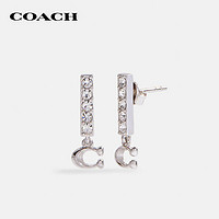 COACH 蔻驰 女士银色C标耳钉 91446SLV