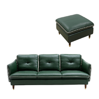 DeRUCCI 慕思 TCW1-018 轻奢真皮沙发 三人位+脚踏 墨绿