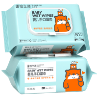 有券的上:POMPOM LIFE 蓬松生活 婴儿手口湿巾 80抽*5包