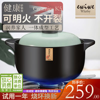 英国EWIWE 陶瓷煲砂锅耐热煲汤熬药煮粥加厚锅身燃气煤气灶明火使用多种容量焖饭养生汤锅健康陶瓷盖 清新陶瓷盖/一体成型锅体/可明火直烧/约5.0L