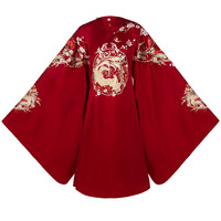 十三余 明制汉服 鸾凤和鸣 女士圆领长袄 SHF111935 红色 XS