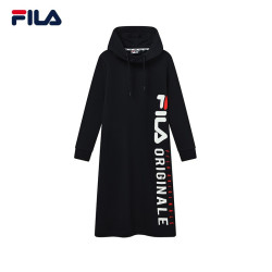FILA 斐乐 官方女子连衣裙2022秋新款时尚宽松连帽运动休闲连身裙 传奇蓝-NV 175/92A/XL