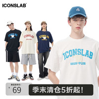 ICONSLAB联名SSUR PLUS 北极熊弧形字体短袖男女情侣款潮牌夏季