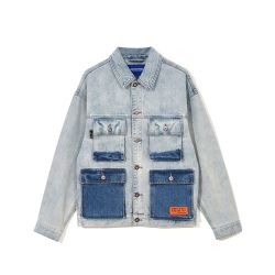 JACK&JONES 杰克琼斯 秋季简约百搭潮流酷时尚字母胶印印花贴布牛仔外套男