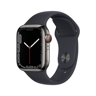 Apple 苹果 Watch Series 7 智能手表GPS + 蜂窝款45 毫米石墨色不锈钢表壳午夜色运动型表带MNAX3CH/A