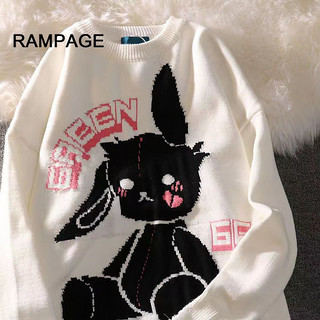Rampage冬季新款兔子情侣毛衣复古日系慵懒风宽松男装超火针织衫